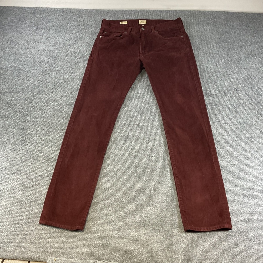 J.Crew 484 Slim Fit Corduroy Pants Mens 30x32 Burgundy Maroon Red 5-Pocket